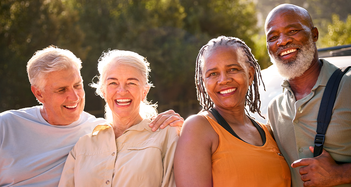 senior friends going for hike together smiling retirement income grady group fl